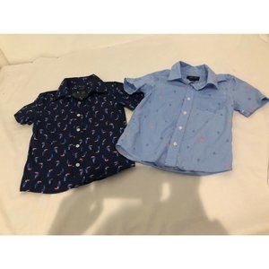 NWT Kian.D Boy Shirt Blue Button-Down Cotton Short Sleeves (SET 2 ) Size 7